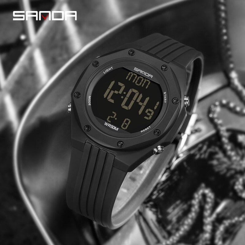 SANDA Military Digital Watch for Men | Waterproof Sport Watches, Fashionable Automatic Smartwatch, Electronic Clock in Black